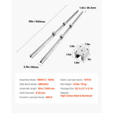 Linear Guide Rail Set, SBR20 1500mm, 2 PCS 59 in/1500 mm SBR20 Guide Rails and 4 PCS SBR20UU Slide Blocks, Linear Rails and Bearings Kit for Automated Machines DIY Project CNC Router Machines