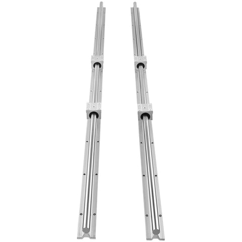Linear Guide Rail Set, SBR20 1500mm, 2 PCS 59 in/1500 mm SBR20 Guide Rails and 4 PCS SBR20UU Slide Blocks, Linear Rails and Bearings Kit for Automated Machines DIY Project CNC Router Machines