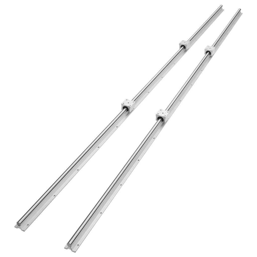 Linear Guide Rail Set, SBR20 2200mm, 2 PCS 86.6 in/2200 mm SBR20 Guide Rails and 4 PCS SBR20UU Slide Blocks, Linear Rails and Bearings Kit for Automated Machines DIY Project CNC Router Machines