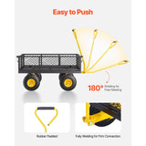 900 Lbs Heavy Duty Steel Garden Cart, Garden Wagon Cart on Wheels, Outdoor Metal Yard Utility Wagon Carts with 10" Tires and Mesh Removable Sides(Convert to Flatbed) and 180°Rotating Handle