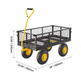 900 Lbs Heavy Duty Steel Garden Cart, Garden Wagon Cart on Wheels, Outdoor Metal Yard Utility Wagon Carts with 10" Tires and Mesh Removable Sides(Convert to Flatbed) and 180°Rotating Handle