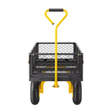 900 Lbs Heavy Duty Steel Garden Cart, Garden Wagon Cart on Wheels, Outdoor Metal Yard Utility Wagon Carts with 10" Tires and Mesh Removable Sides(Convert to Flatbed) and 180°Rotating Handle