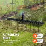 Tow Behind Landscape Rake, 1.8m Tow Dethatcher with 32 Steel Tines, Lawn Dethatcher Rake Attaches to Category 1, 3 Point Hitch for Tractor, for Leaves, Pine Needles, Straw, and Grass