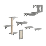 Wall Mounted Cat Shelves, Cat Wall Shelves and Perches with Jumping Boards, Hammock, Sofa, Cat Tree & Cat Grip, Cat Furniture and Shelves up to 40 lbs for Sleeping, Playing, Climbing, Set of 6