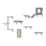 Wall Mounted Cat Shelves, Cat Wall Shelves and Perches with Jumping Boards, Hammock, Sofa, Cat Tree & Cat Grip, Cat Furniture and Shelves up to 40 lbs for Sleeping, Playing, Climbing, Set of 6