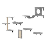 Wall Mounted Cat Shelves, Cat Wall Shelves and Perches with Jumping Boards, Hammock, Sofa, Cat Tree & Cat Grip, Cat Furniture and Shelves up to 40 lbs for Sleeping, Playing, Climbing, Set of 6