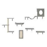 Wall Mounted Cat Shelves, Cat Wall Shelves and Perches with Jumping Boards, Hammock, Sofa, Cat Tree & Cat Grip, Cat Furniture and Shelves up to 40 lbs for Sleeping, Playing, Climbing, Set of 6