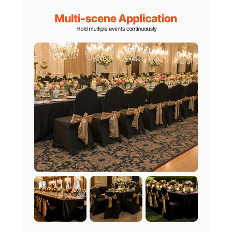 50 PCS Black Chair Covers Polyester Spandex Stretch Wedding Party Banquet