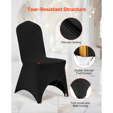 50 PCS Black Chair Covers Polyester Spandex Stretch Wedding Party Banquet