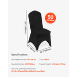 50 PCS Black Chair Covers Polyester Spandex Stretch Wedding Party Banquet