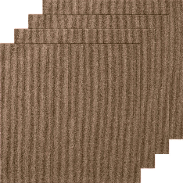 Carpet Tiles Peel and Stick, Squares Self Adhesive Carpet Floor Tile, Soft Padded Carpet Tiles, Easy Install DIY for Bedroom Living Room Indoor Outdoor (10 Tiles, Dark Brown)