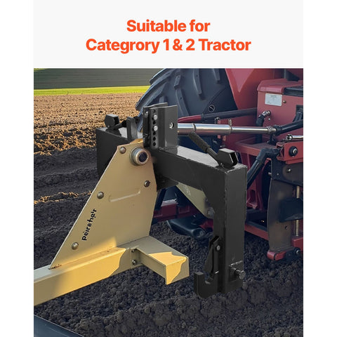 3-Point Quick Hitch with 2 in Receiver, 3000 Lbs Lift Capacity, 3-Pt Hitch with 5 Level Adjustable Bolt, Adaptation to Category 1 & 2 Tractor, Heavy Duty 3 Point Attachments, Black