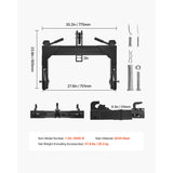 3-Point Quick Hitch with 2 in Receiver, 3000 Lbs Lift Capacity, 3-Pt Hitch with 5 Level Adjustable Bolt, Adaptation to Category 1 & 2 Tractor, Heavy Duty 3 Point Attachments, Black