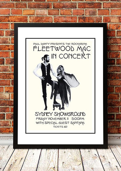Fleetwood Mac / Santana 'Sydney Showground' Poster 1977 - Framed A1