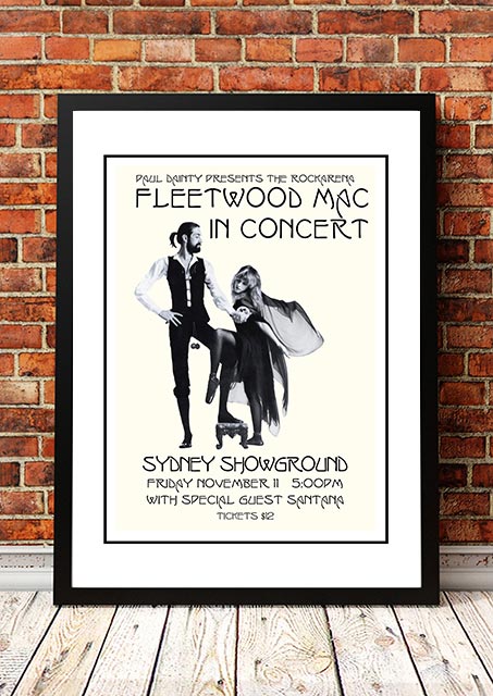 Fleetwood Mac / Santana 'Sydney Showground' Poster 1977 - Framed A2