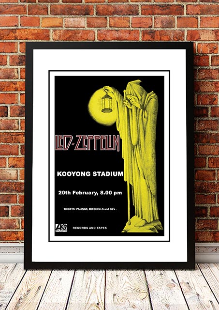 Led Zeppelin 'Kooyong Stadium' Melbourne, Australian Tour Poster 1972 - Framed A3