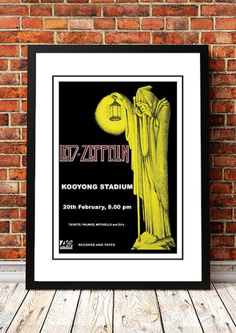 Led Zeppelin 'Kooyong Stadium' Melbourne, Australian Tour Poster 1972- Framed A4