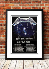 Metallica 'Ride The Lightning' US Tour Poster 1985- Framed A4
