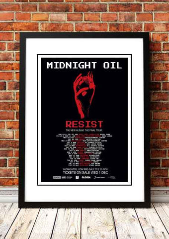 Midnight Oil 'Resist' Tour Poster 2022 - Framed A3