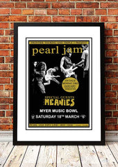 Pearl Jam 'Myer Music Bowl' Melbourne, Australian Tour Poster 1995- Framed A4