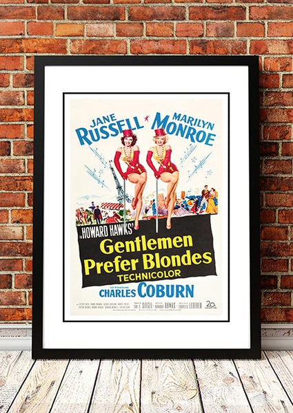 Marilyn Monroe ‘Gentlemen Prefer Blondes’ Framed Movie Poster! - Framed A3