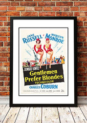 Marilyn Monroe ‘Gentlemen Prefer Blondes’ Framed Movie Poster! - Framed A4