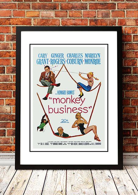 Marilyn Monroe ‘Monkey Business’ Framed Movie Poster! - Framed A4