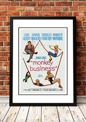 Marilyn Monroe ‘Monkey Business’ Framed Movie Poster! - Framed A4
