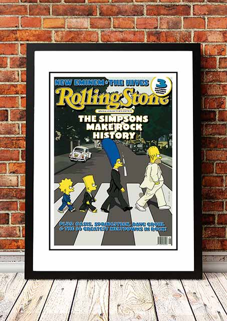 The Simpsons 'Abbey Rd' Rolling Stone Magazine Cover! - Framed A3
