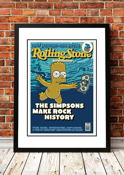 The Simpsons 'Nevermind' Rolling Stone Magazine Cover! - Framed A2
