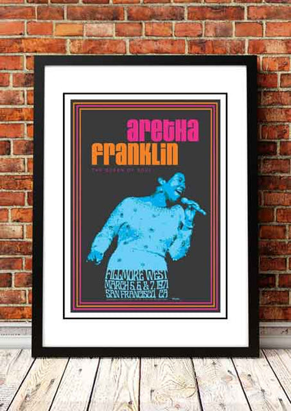Aretha Franklin ‘Fillmore West’ San Francisco, USA Concert Poster 1971 - Framed A3
