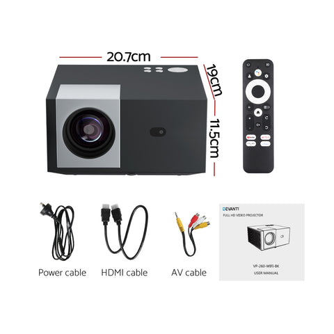 Devanti Video Project 4K 1080P Official Google TV 5G Wifi Home Cinema