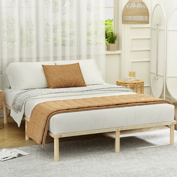 Artiss Bed Frame Double Size Wooden Base Mattress Platform Timber Pine AMBA