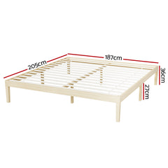 Artiss Bed Frame King Size Wooden Base Mattress Platform Timber Pine BRUNO