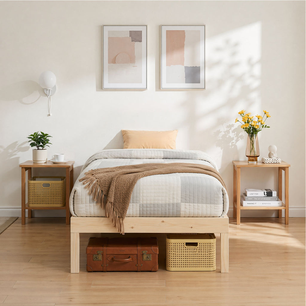 Artiss Bed Frame Single Size Wooden Base Mattress Platform Timber Pine BRUNO