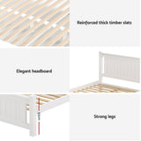 Artiss Bed Frame Queen Size Wooden Platform with 2 Storage Drawers White RIO