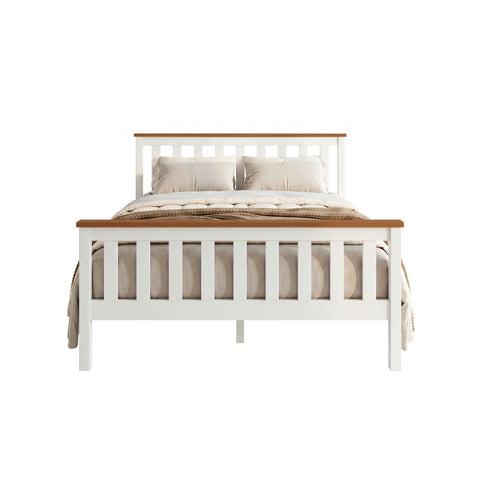Artiss Bed Frame Double Size Wooden White PONY