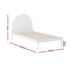 Artiss Bed Frame Single Size Wooden White DALY