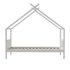 Artiss Bed Frame Wooden Base Kids Single Timber House Beds White