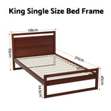 Artiss Bed Frame King Single Size Wooden Walnut WITTON