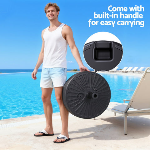 Instahut Outdoor Umbrella Base Weight Round Plastic Pole Holder 30-48mm Beach