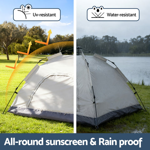 Weisshorn Camping Tent Instant Tent Pop up 2 Person Outdoor Hiking Tents Hiking Beige