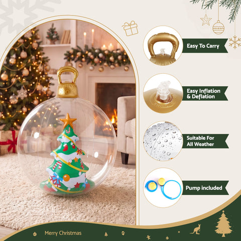 Jingle Jollys Christmas Inflatable Ball 60cm Tree Decoration Giant Bauble Clear