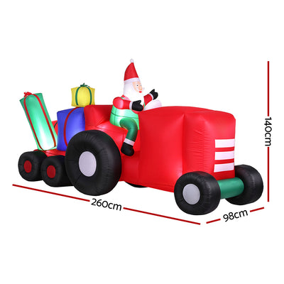Jingle Jollys Christmas Inflatable Santa Truck 2.6M Length LED Decorations Illuminated