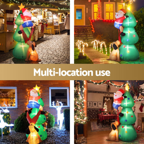 Jingle Jollys Christmas Inflatable Santa Tree 1.8M Illuminated Decorations