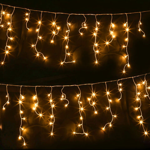 Jingle Jollys 12.5M Solar Christmas Lights Icicle String Light Warm White