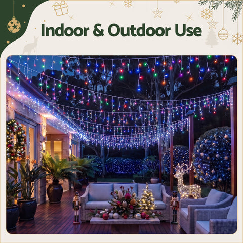 20M Christmas Lights Icicle Light 800 LED Multi-coloured Jingle Jollys
