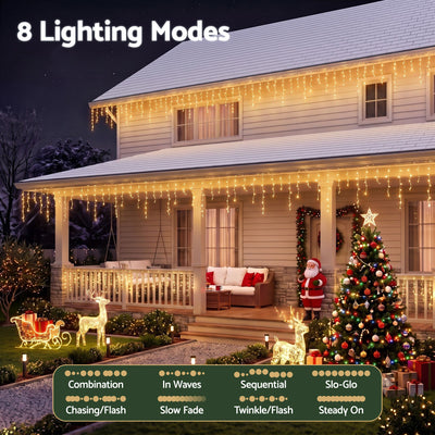 20M Christmas Lights Icicle Light 800 LED Warm White Decor Jingle Jollys