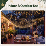 20M Christmas Lights Icicle Light 800 LED Warm White Decor Jingle Jollys