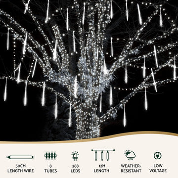 Jingle Jollys 7M Christmas Lights Shower Light 288 LED Icicle Falling Metor